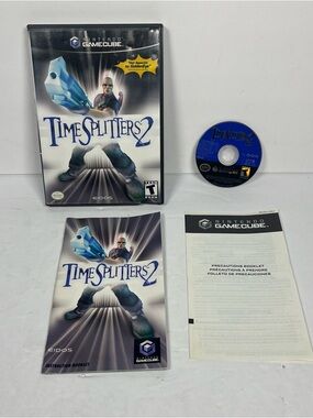 TimeSplitters 2 (Nintendo GameCube, 2002) CIB Black Label Tested Working